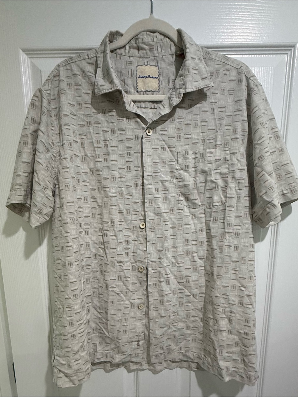 Tommy Bahama Island Zone Short-Sleeve Button-Down Camp Shirt Geometric Pattern